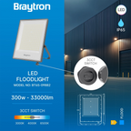 LED Flutlicht 300W IP65 – Braytron Außenstrahler 3CCT 3000–6500K, 33000 lm für Garten & Hof – Bild 6