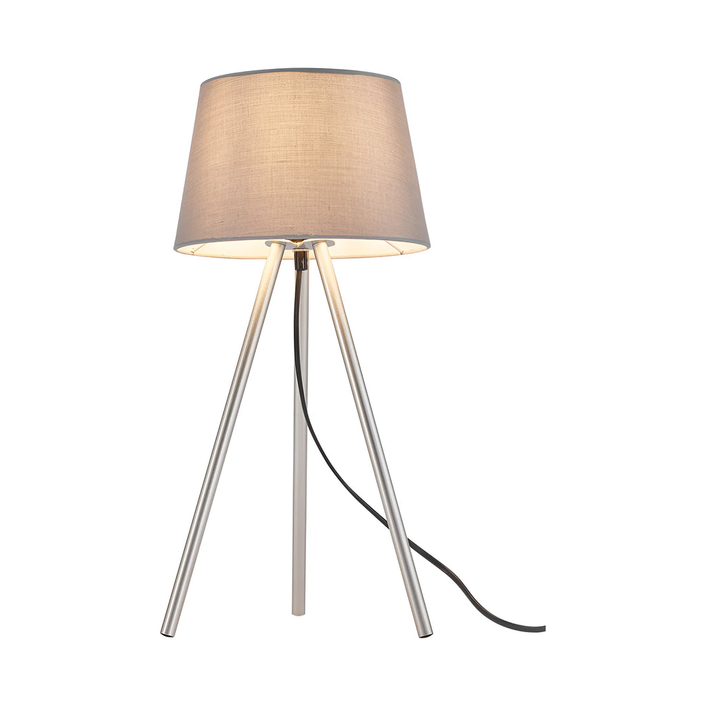 Braytron Tischleuchte – Moderne graue 3-Bein Lampe mit E27 Fassung – Maßzeichnung