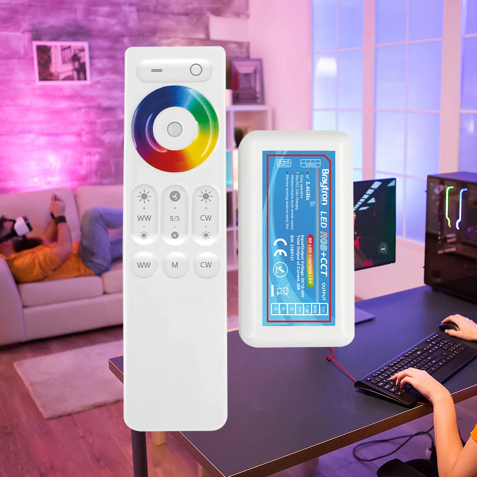 Braytron RGBW+CW LED-Controller 5-Kanal mit Funk-Fernbedienung