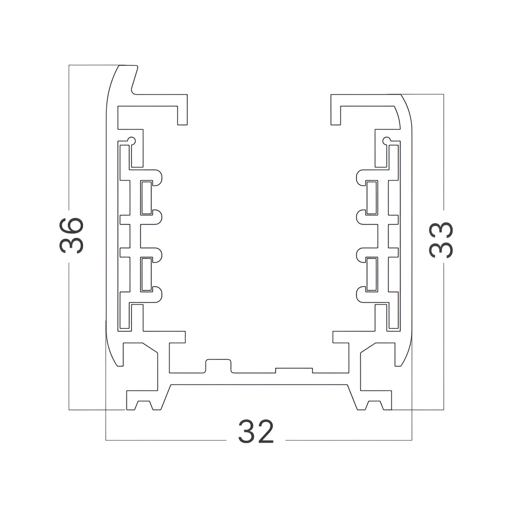 Braytron 3-Phasen Stromschiene 1m Schwarz – Querschnitt