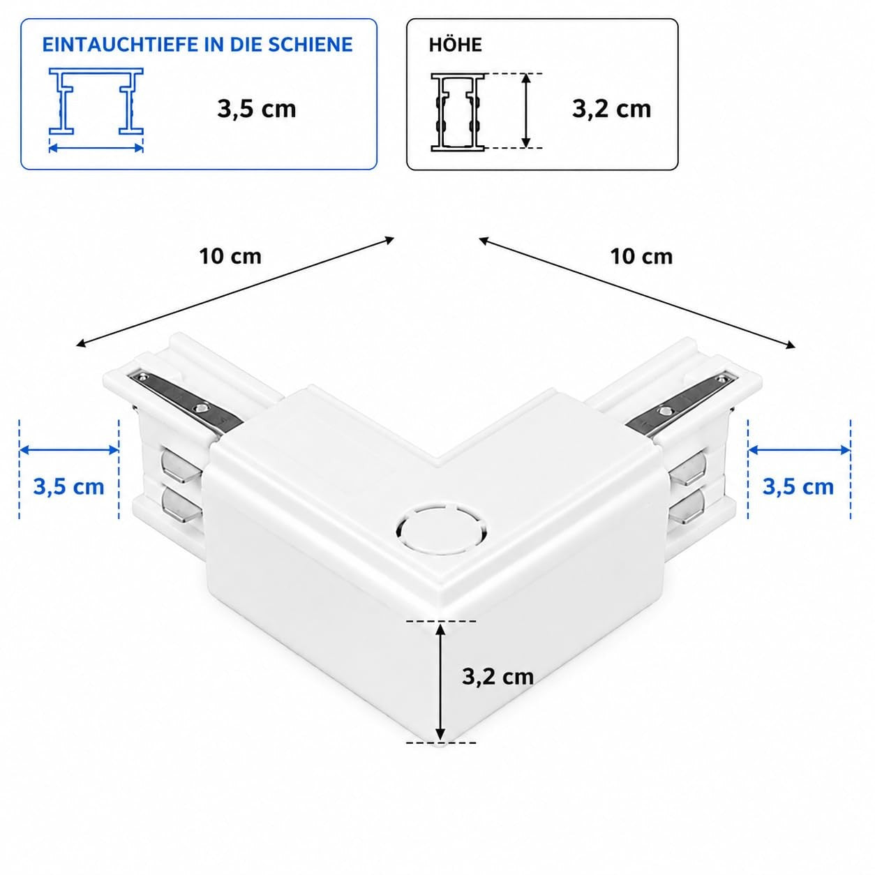 Braytron L-Verbinder Eckverbinder 3-Phasen Stromschiene Schienensystem 230V Weiß – Bild 3