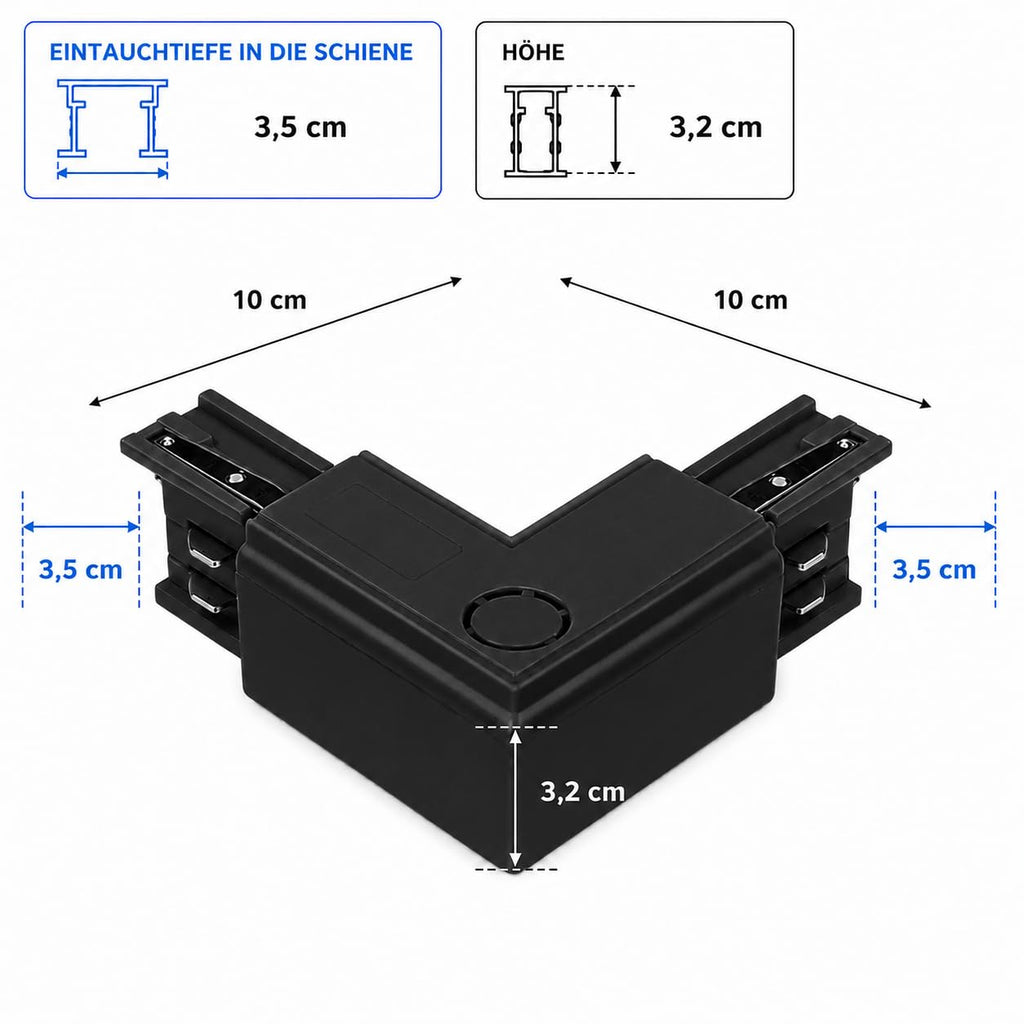 L-Verbinder 3-Phasen Stromschiene 230V Eckverbinder Schwarz – Bild 2