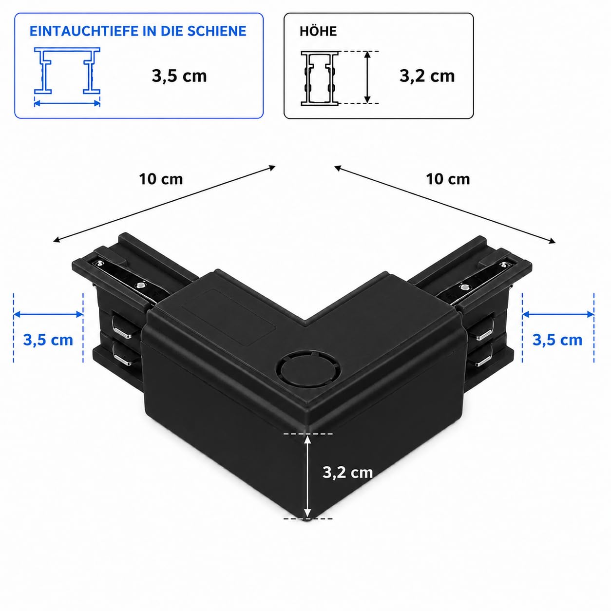 L-Verbinder 3-Phasen Stromschiene 230V Eckverbinder Schwarz – Bild 2