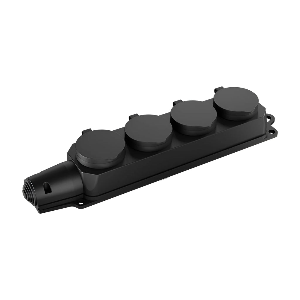 4-fach Verteilersteckdose IP44 Outdoor, Schwarz – Bild 4