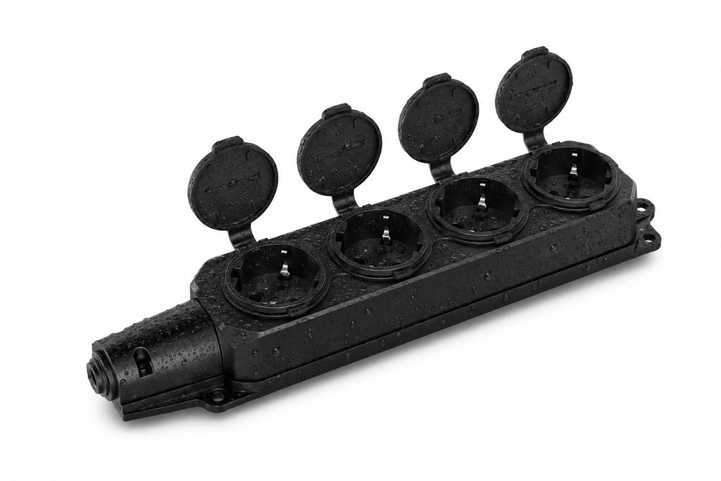 4-fach Verteilersteckdose IP44 Outdoor, Schwarz – Bild 2