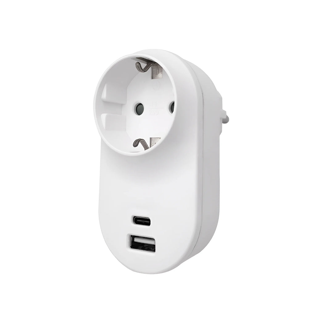 Schuko-Steckdose mit USB-C & USB-A 3,4 A, Weiß