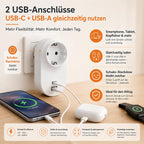Schuko-Steckdose mit USB-C & USB-A 3,4 A, Weiß – Bild 2