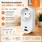 Schuko-Steckdose mit USB-C & USB-A 3,4 A, Weiß – Bild 3