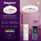 Braytron LED Deckenventilator mit Licht 40W 3200lm 3CCT Dimmbar App Fernbedienung Weiß – Bild 1