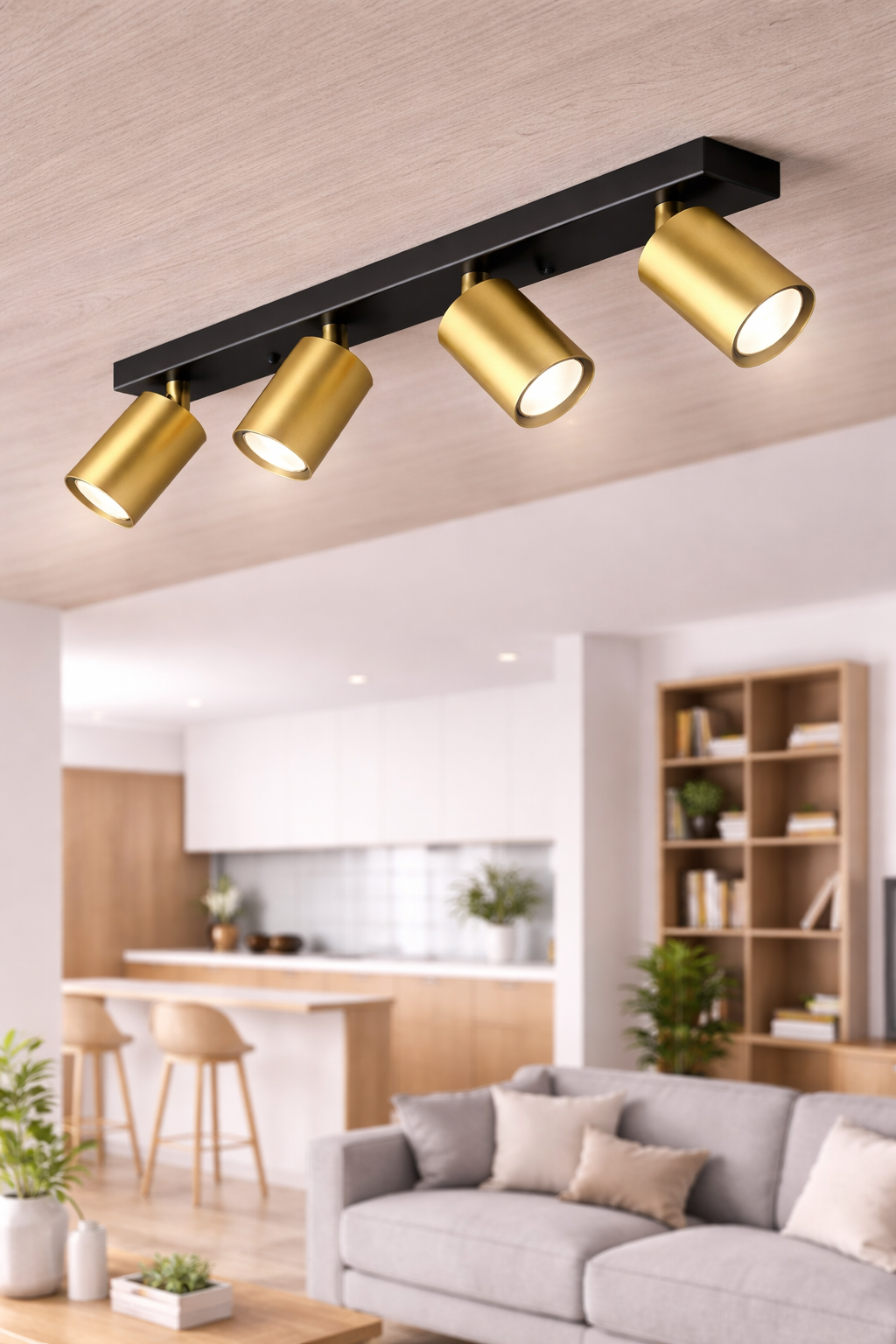LED Deckenspot 4-flammig Gold | Schwenkbare Spotleuchte