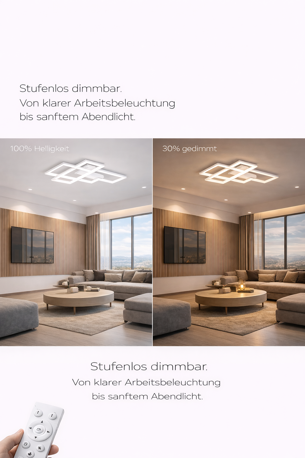 LED Deckenleuchte 65W 3CCT dimmbar Fernbedienung Schwarz – Bild 5