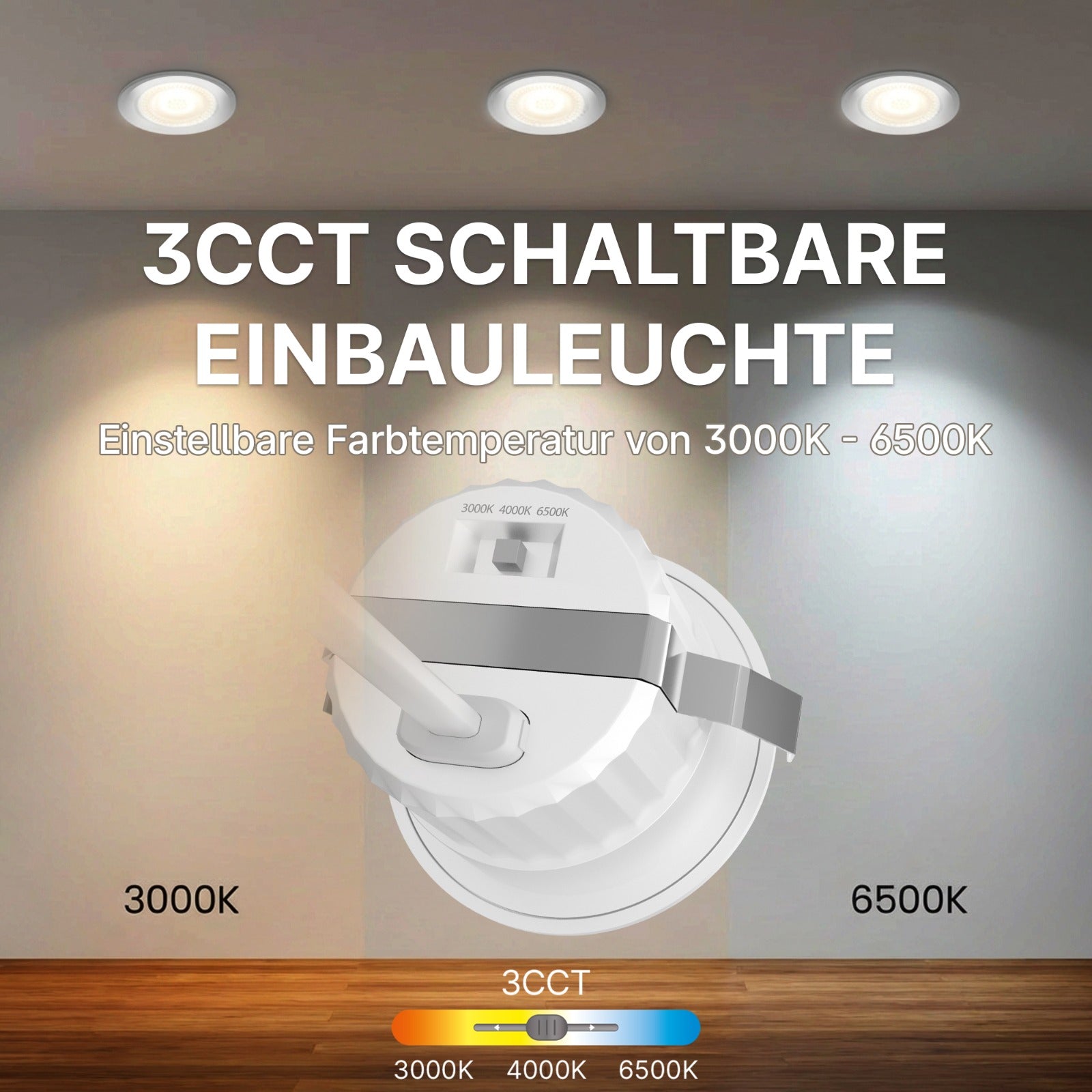 LED Minispot 3W 3CCT Einbauspot IP54 230V Mini Einbauleuchte inkl. 3 Blenden Weiß Silber Schwarz – Bild 14
