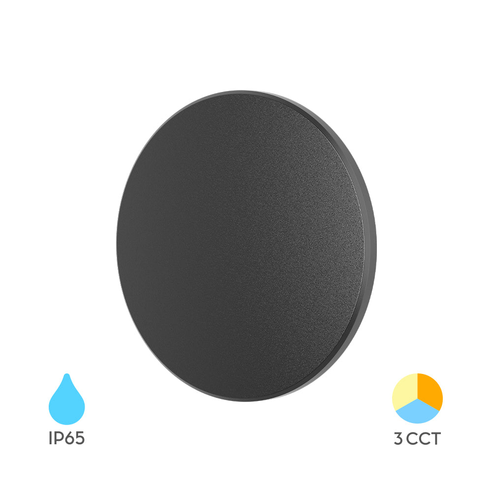 LED 8W Ø120 mm Wandleuchte Designer Wandlicht Rund Schwarz indirekte Beleuchtung IP65 3000-6500K – Bild 1