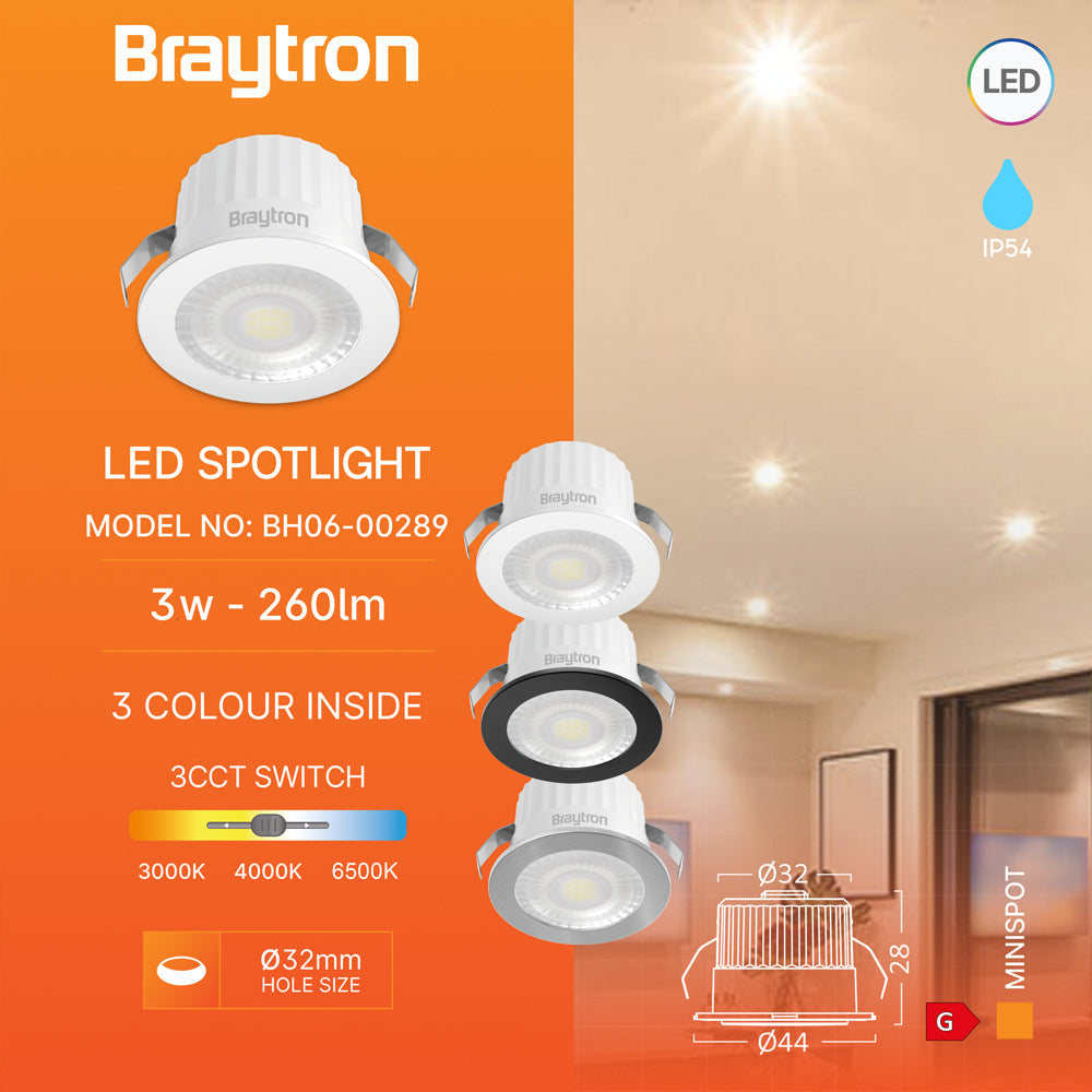 LED Minispot 3W 3CCT Einbauspot IP54 230V Mini Einbauleuchte inkl. 3 Blenden Weiß Silber Schwarz – Bild 4
