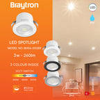 LED Minispot 3W 3CCT Einbauspot IP54 230V Mini Einbauleuchte inkl. 3 Blenden Weiß Silber Schwarz – Bild 4