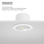 LED Minispot 3W 3CCT Einbauspot IP54 230V Mini Einbauleuchte inkl. 3 Blenden Weiß Silber Schwarz – Bild 6