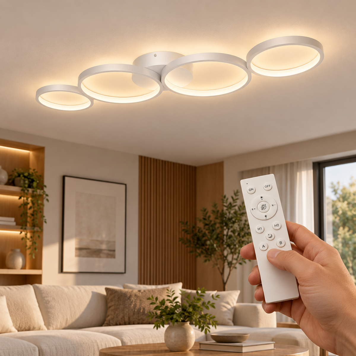 Braytron BH17-04090 LED-Deckenleuchte mit weißer Fernbedienung – Wohnraum-Motiv 1