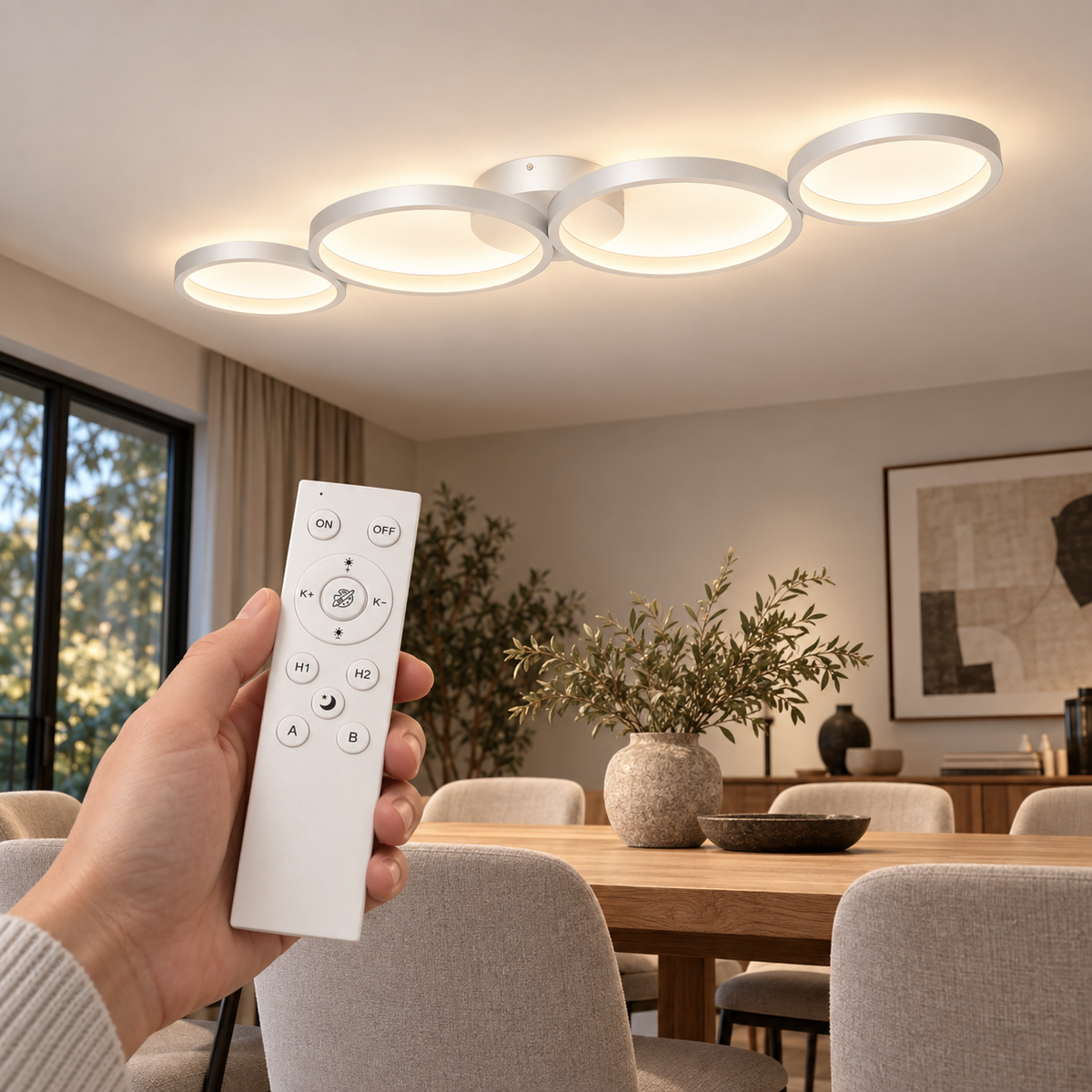 Braytron BH17-04090 LED-Deckenleuchte mit weißer Fernbedienung – Wohnraum-Motiv 2