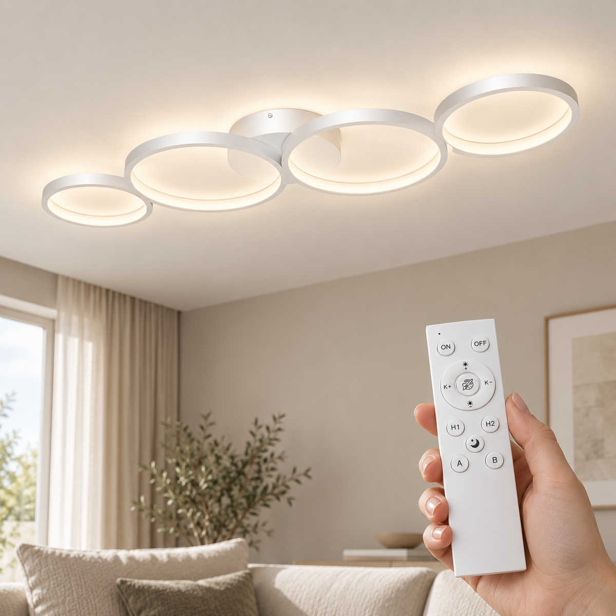 Braytron BH17-04090 LED-Deckenleuchte mit weißer Fernbedienung – Wohnraum-Motiv 4
