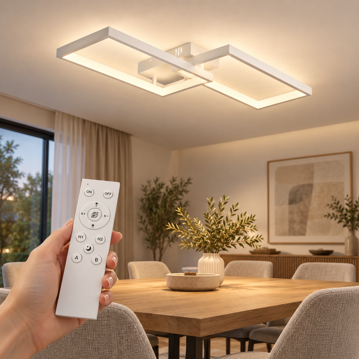 Braytron BH17-04490 LED-Deckenleuchte mit weißer Fernbedienung – Wohnraum-Motiv 2