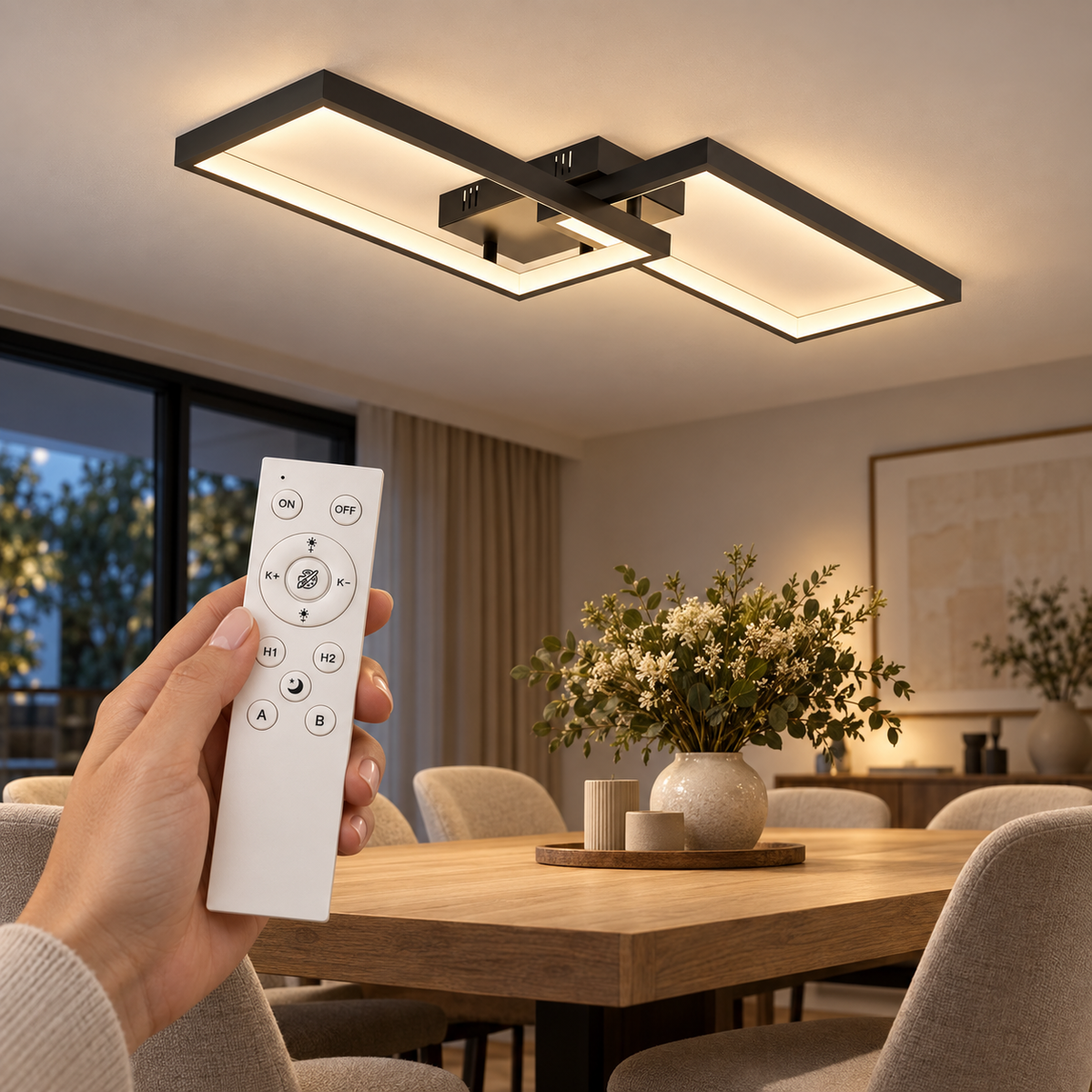 Braytron BH17-04491 LED-Deckenleuchte mit weißer Fernbedienung – Wohnraum-Motiv 2