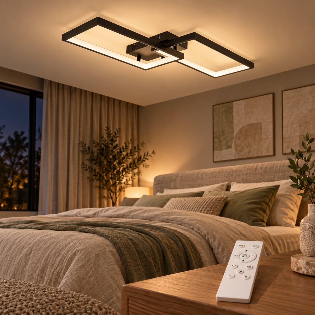 Braytron BH17-04491 LED-Deckenleuchte mit weißer Fernbedienung – Wohnraum-Motiv 3