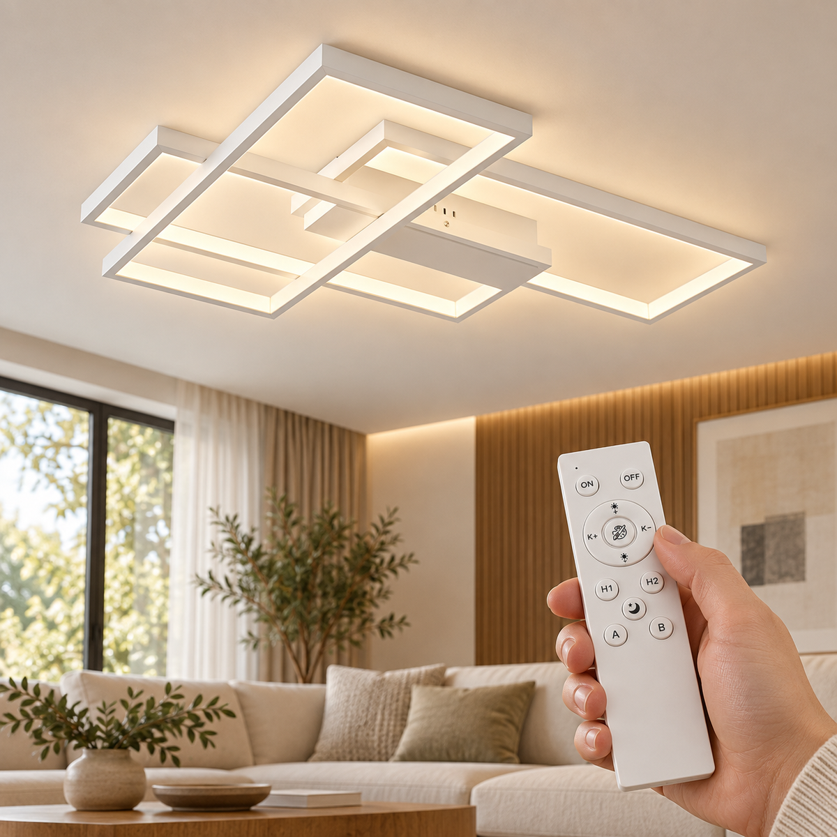 Braytron BH17-04590 LED-Deckenleuchte mit weißer Fernbedienung – Wohnraum-Motiv 1