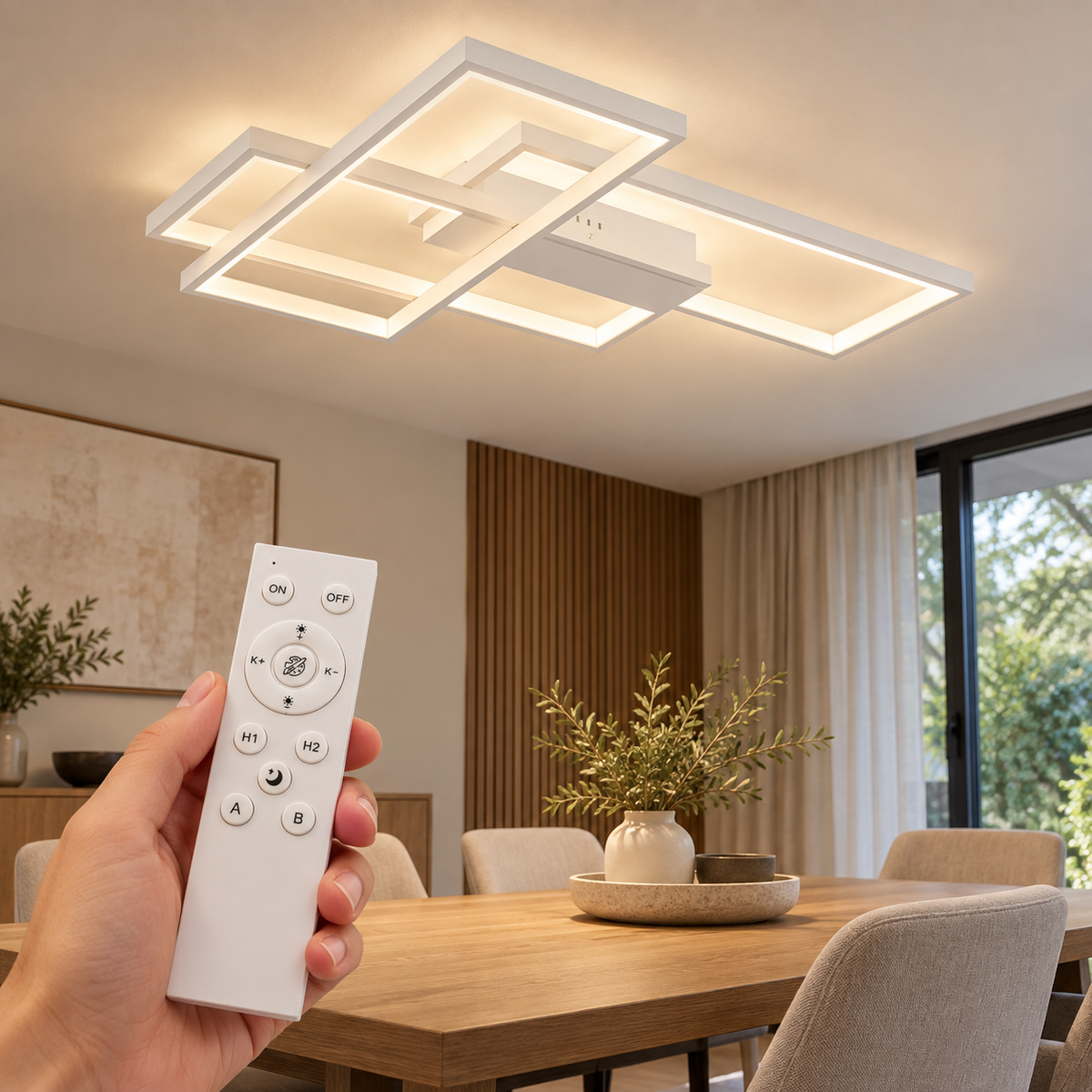 Braytron BH17-04590 LED-Deckenleuchte mit weißer Fernbedienung – Wohnraum-Motiv 2