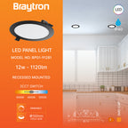 Braytron 12W LED Panel Dimmbar Einbauspot Einbaustrahler Deckenstrahler Flach IP40 CCT 3in1 schwarz – Bild 3