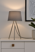 Braytron Tischleuchte – Moderne graue 3-Bein Lampe mit E27 Fassung