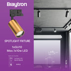 Braytron 3-Phasen GU10 LED Schienenstrahler Gold Stromschienen Spot drehbar - schwenkbar – Bild 3