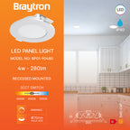 Braytron Dimmbar LED Einbauspot Einbaustrahler Deckenstrahler 4W 68mm 4000K Flach Dünn IP40 – Bild 3