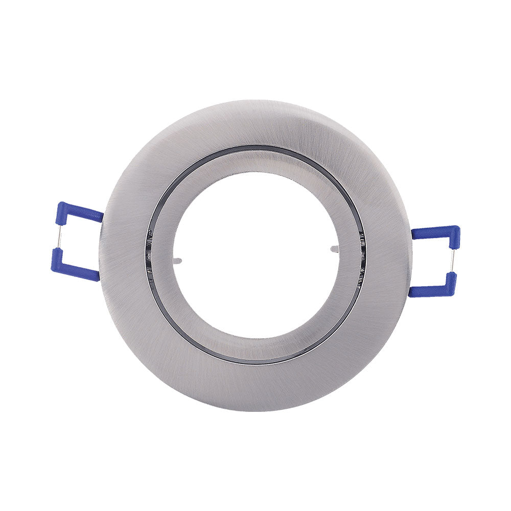 Einbaurahmen Einbaustrahler Fassung schwenkbar Rund Aluminium gebürstet MR16 Nickel Silber Ø68mm – Bild 2