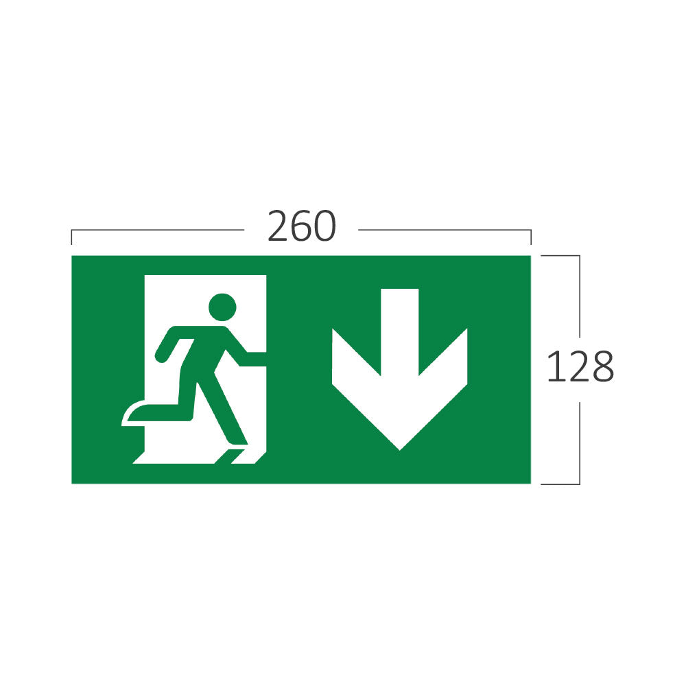 Einlegeschilder 260×128 mm Notausgang Pfeil abwärts PVC – Bild 3