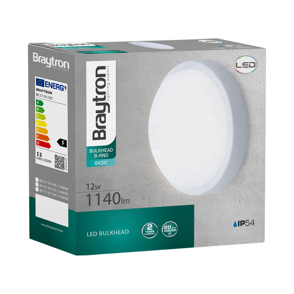 Braytron LED 12W Wand Decken Leuchte Feuchtraumleuchte Keller Außen Flur Garage 3000K IP54 Bad – Bild 5