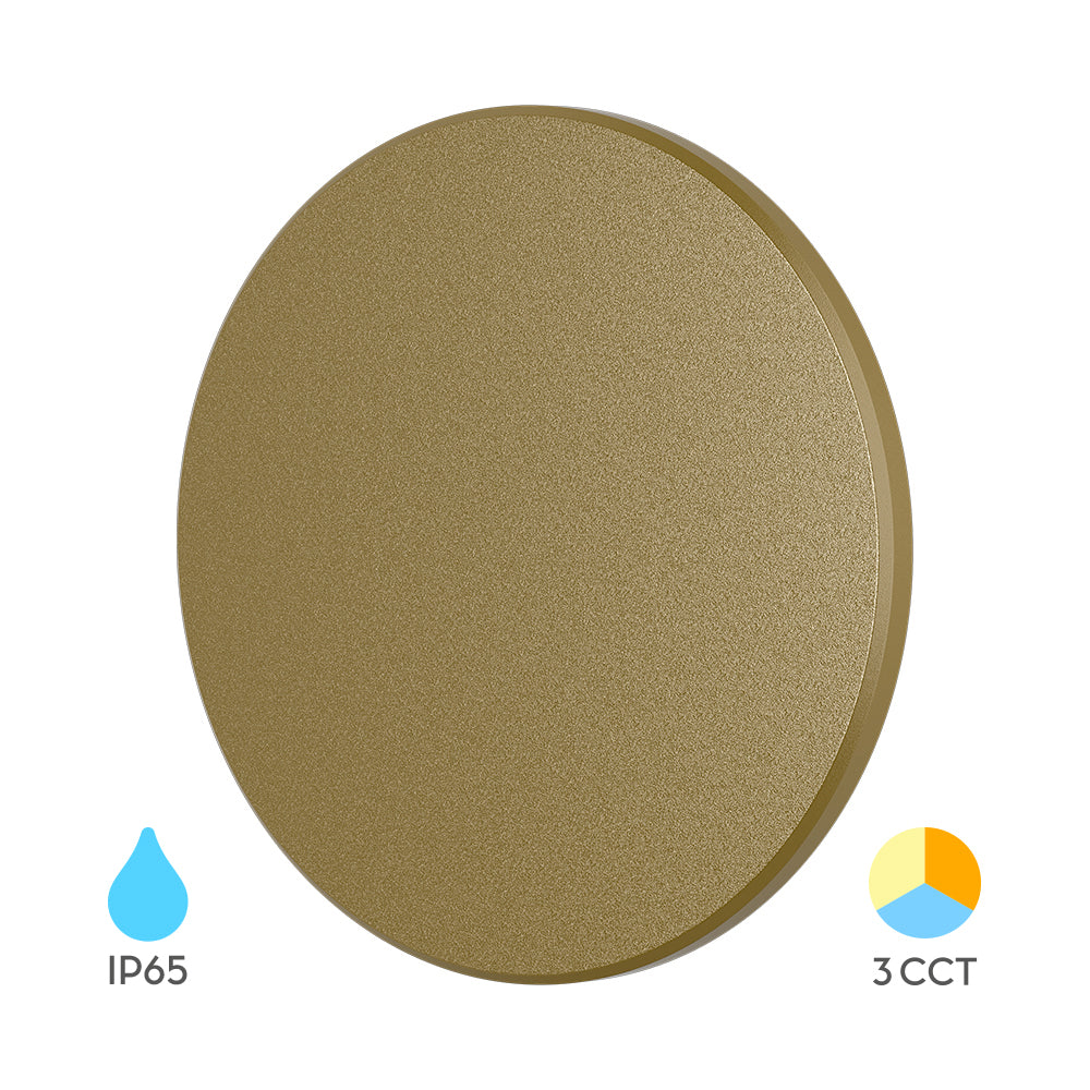Braytron LED 12W Wandleuchte Designer Wandlicht Rund Gold indirekte Beleuchtung IP65 3in1 3000-6500K – Bild 11