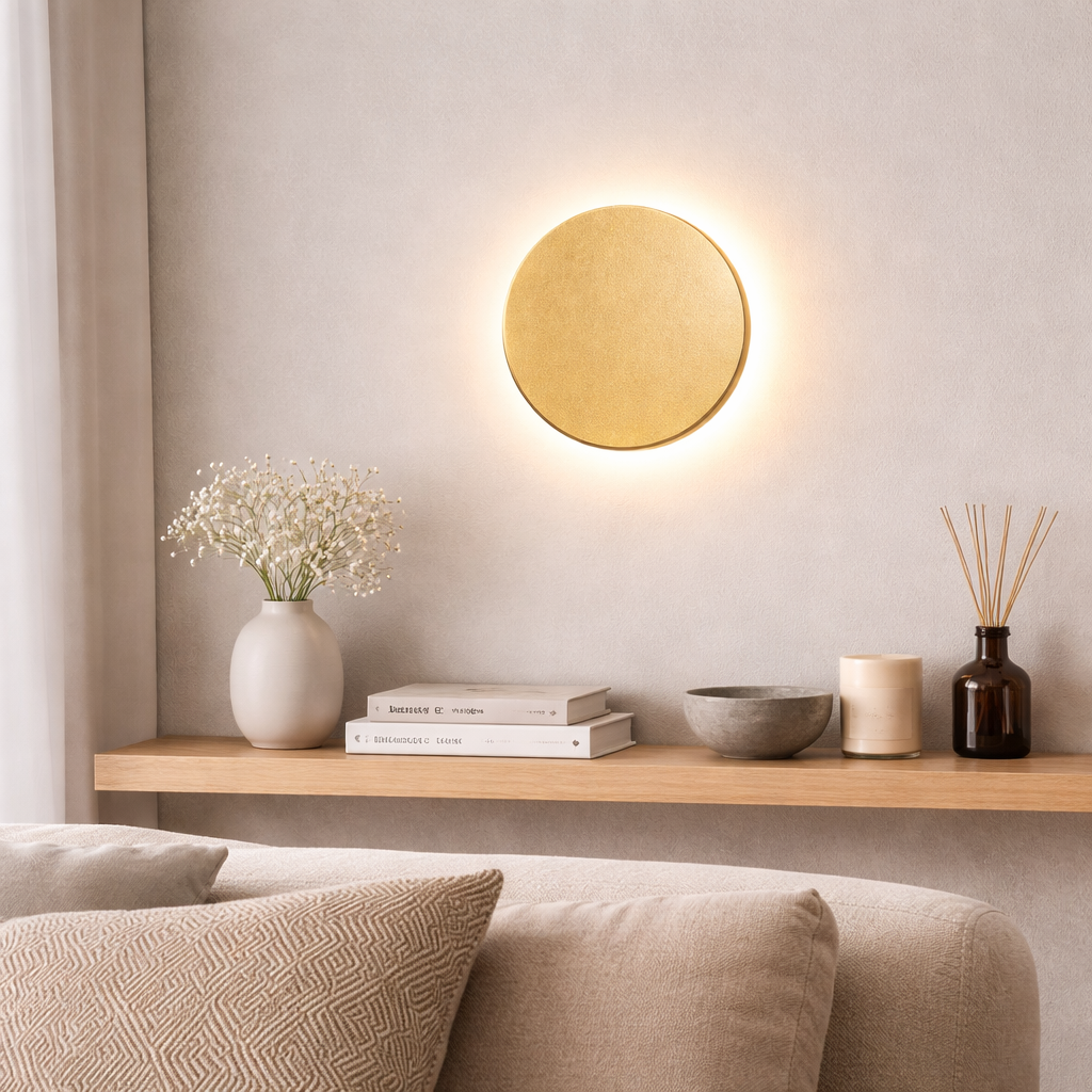 Braytron LED 12W Wandleuchte Designer Wandlicht Rund Gold indirekte Beleuchtung IP65 3in1 3000-6500K – Bild 13