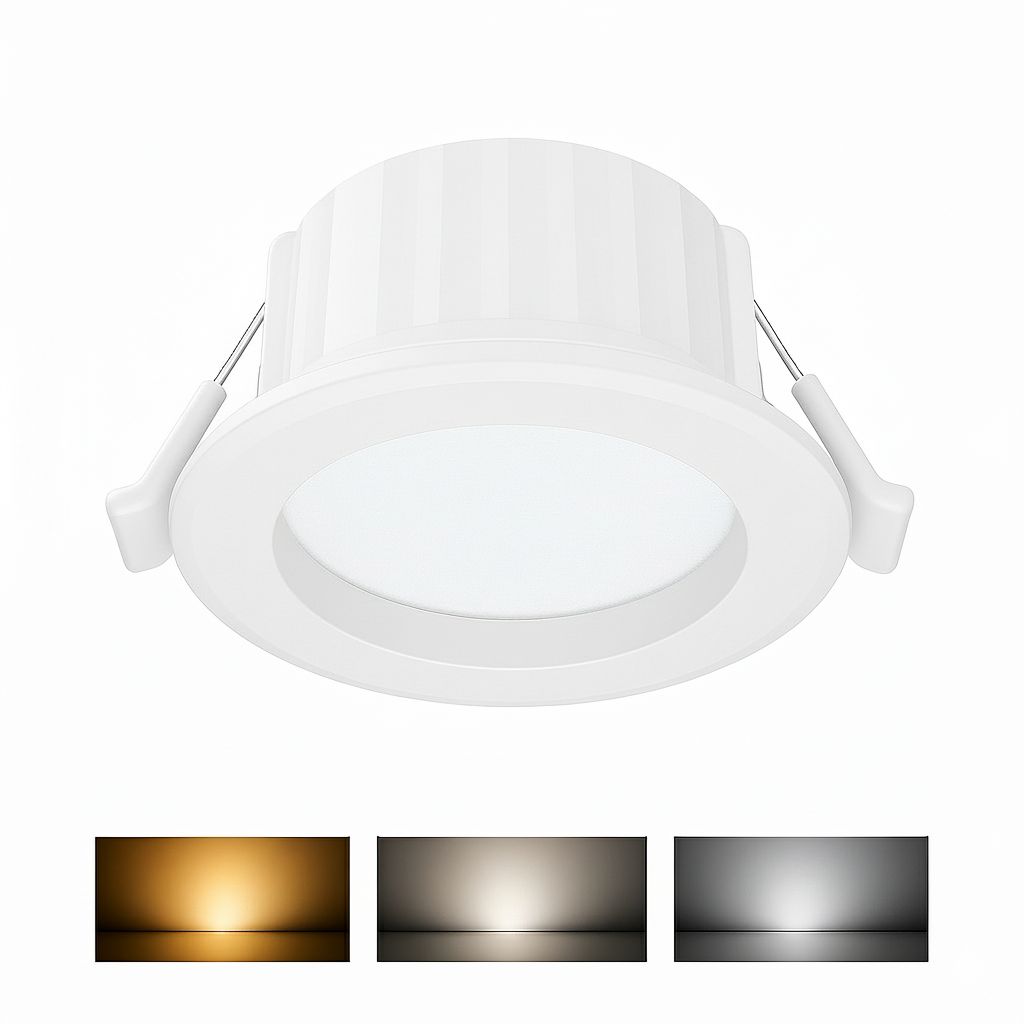 LED Einbaustrahler weiß 68mm 9W IP54 3in1 CCT – Feuchtraum geeignet