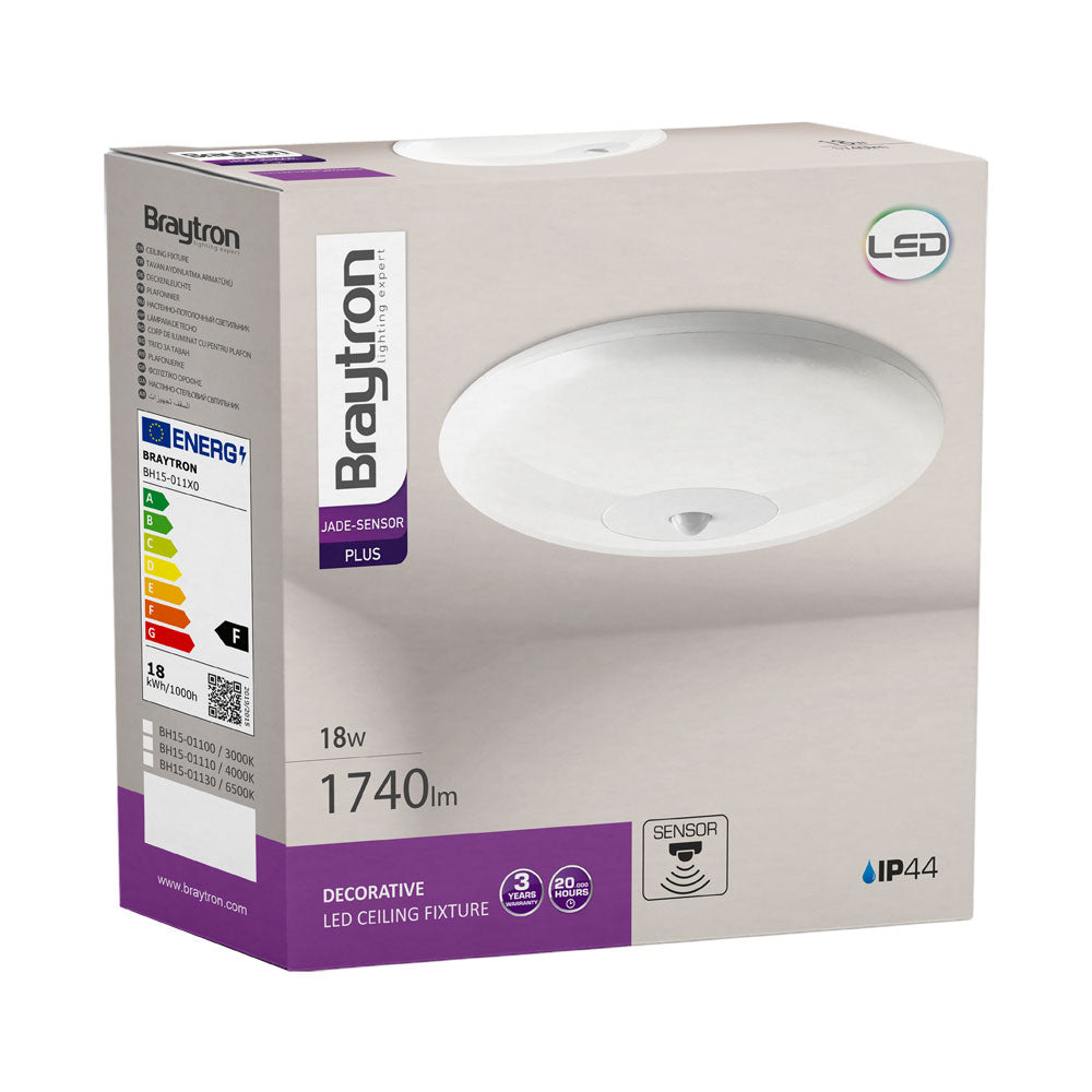 LED Deckenleuchte Ø26cm Sensor Bewegungsmelder Deckenlicht Bad rund 18W IP44 3000K – Bild 6