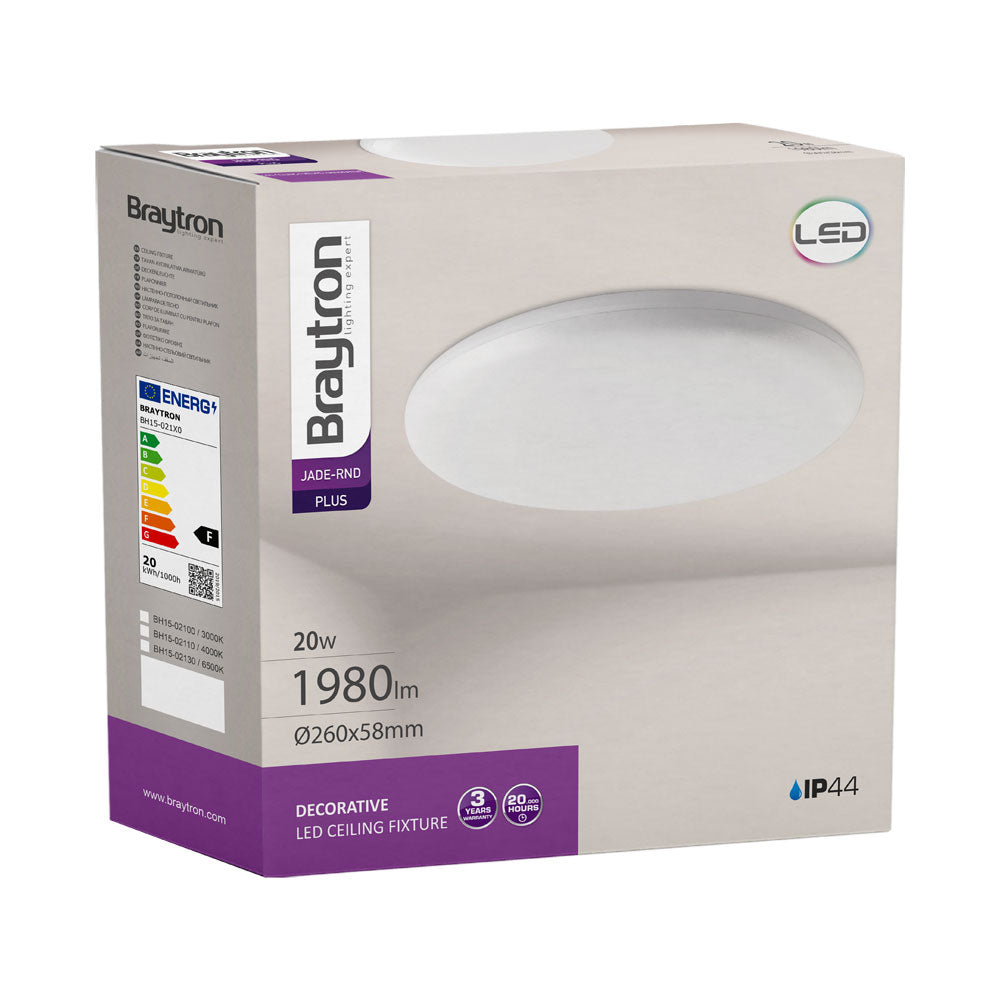 LED Deckenleuchte Deckenlicht Rund 20W 26cm Badezimmer Küche Flur Warmweiß 3000K IP44 – Bild 6