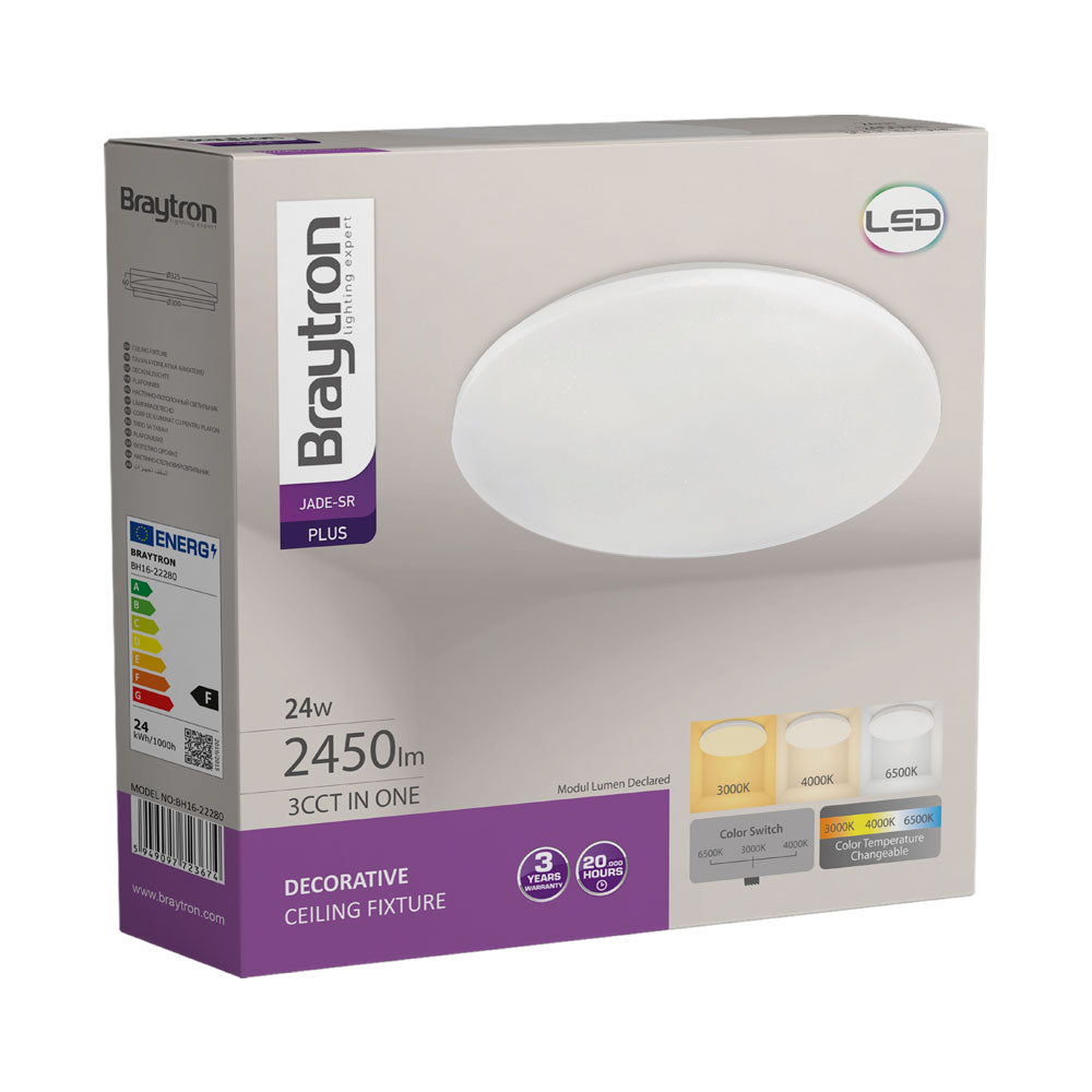 LED Deckenleuchte, Deckenlicht Rund 24W mit Sternenhimmel-Effekt, 3IN1 Farbtemperatur, 2450 Lumen – Bild 5