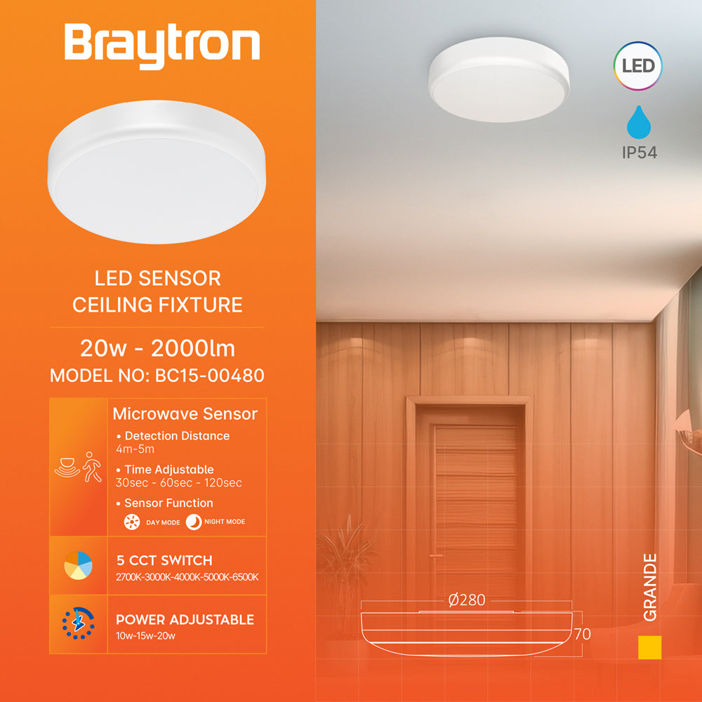 LED Deckenleuchte Wandleuchte Bewegungsmelder Farbwahl 5CCT 10W 20W IP54 Außen und Innenbereich – Bild 1