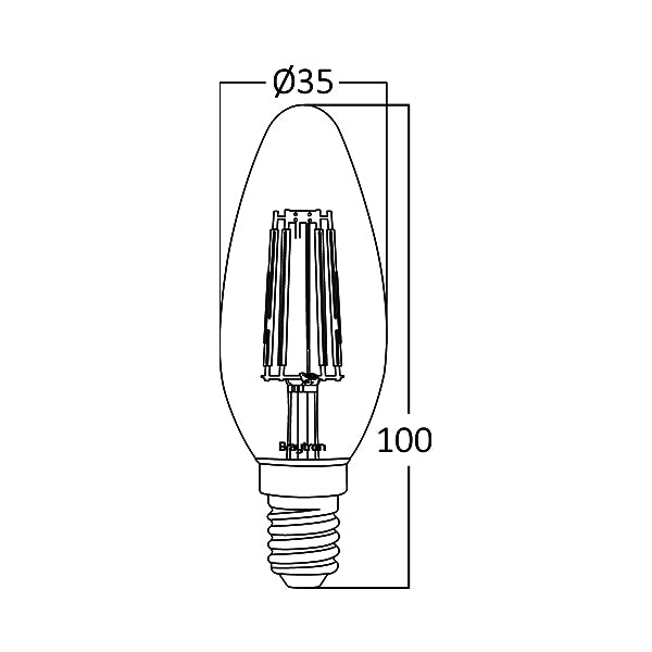 Braytron LED E14 4W Kerzenlampe – 2200K Warmweiß, C35 Retro, 360lm, nicht dimmbar Leuchtmittel – Bild 3