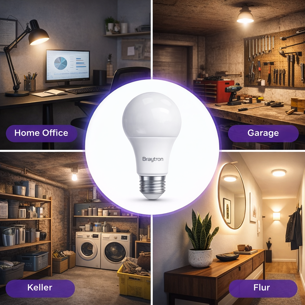 Braytron LED E27 Leuchtmittel 9W A60 6500K Kaltweiß Birnenform 806 Lumen – Bild 12