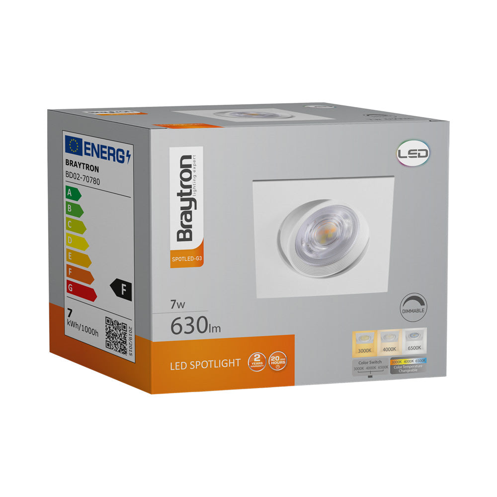 LED Eckig 7W Dimmbar Einbaustrahler schwenkbar 3in1 CCT Spot 650lm Warmweiß - Kaltweiß Ø68mm – Bild 7