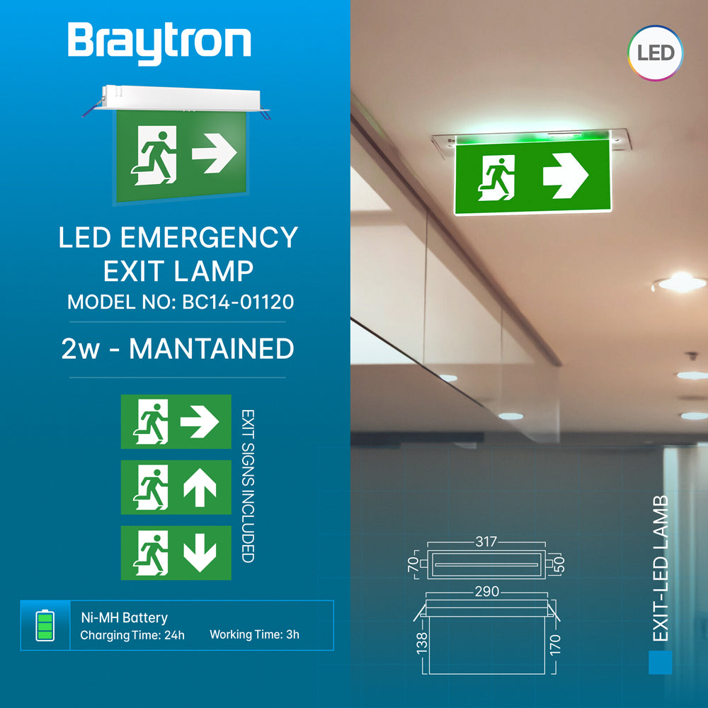 LED Einbau Fluchtweg Notleuchte Notlicht Fluchtwegleuchte Notausgang Notbeleuchtung 3W – Bild 14