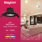Braytron LED Einbaustrahler 7W IP54 3in1 CCT Spot 630lm Einbauleuchte Einbauspot Badezimmer Schwarz – Bild 1