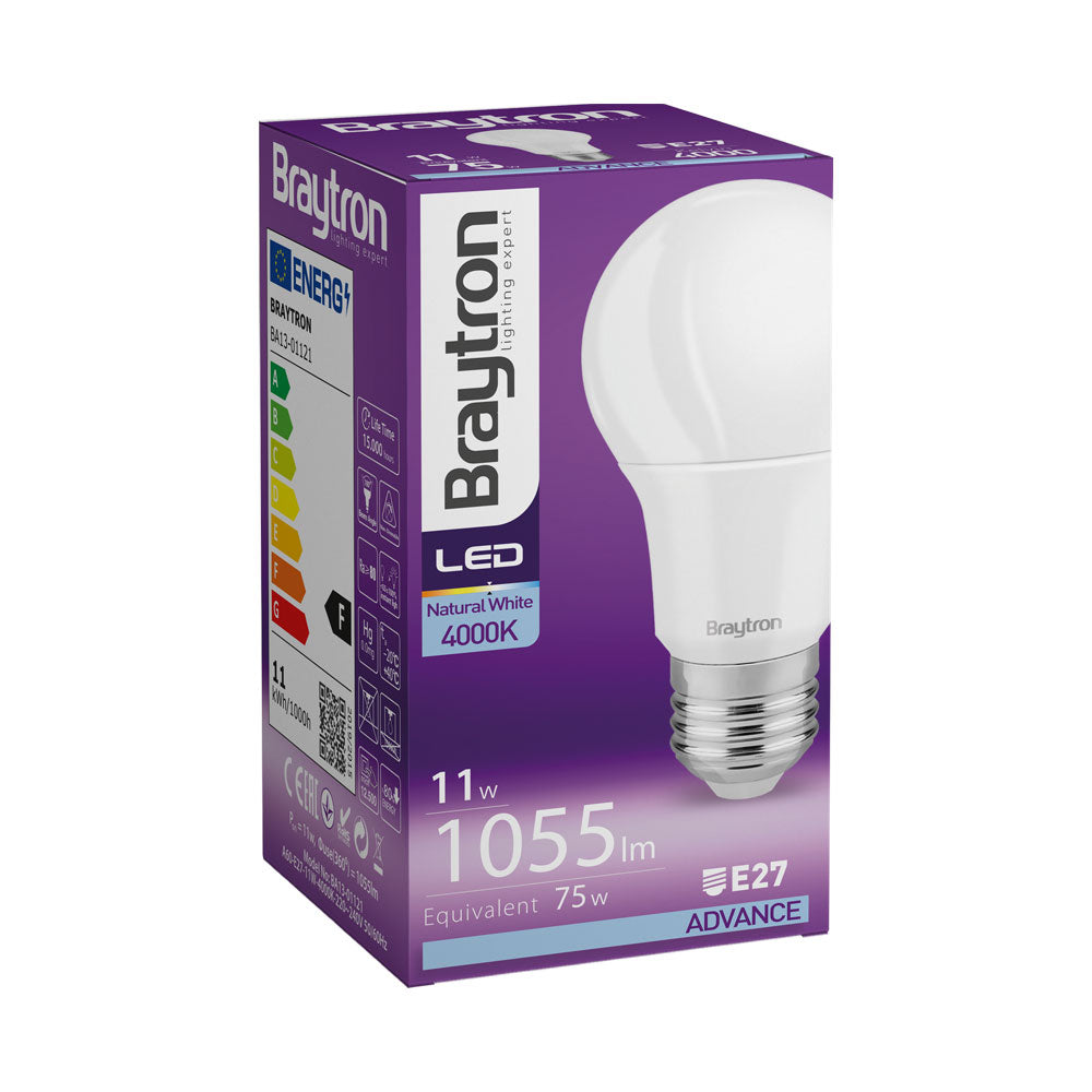 Braytron LED Glühbirne Birnenform E27 11W 4000K Neutralweiß 1055 Lumen Leuchtmittel A60 – Bild 3