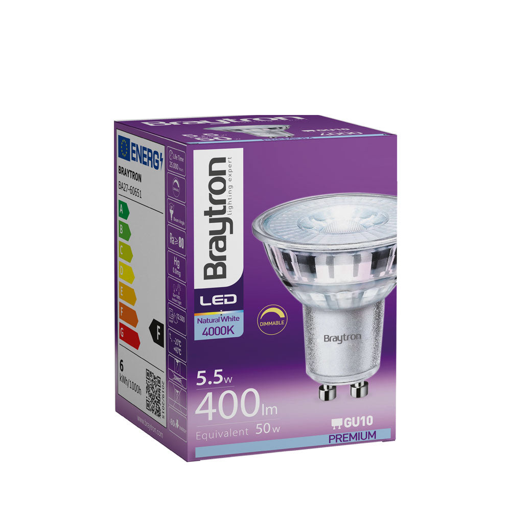 Braytron LED GU10 5,5W (50W) dimmbar 4000K Neutralweiß Reflektorlampe Leuchtmittel 400 Lumen – Bild 3