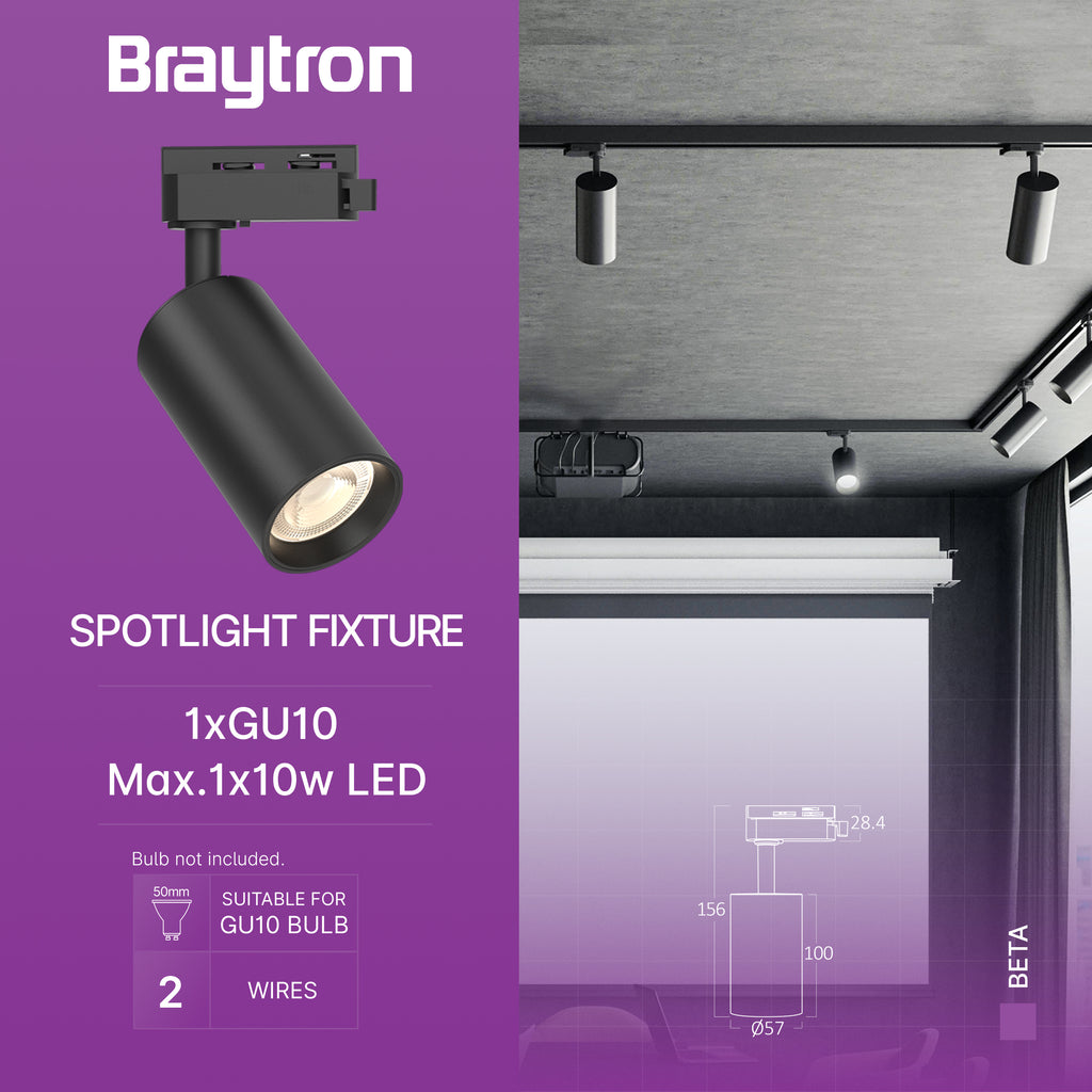 Braytron LED GU10 Schienenstrahler 1-Phasen-System, schwenkbar & drehbar Schwarz max. 10W – Bild 3